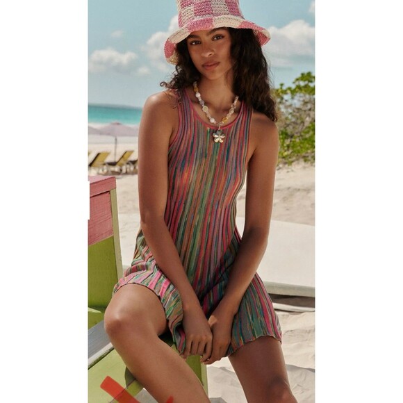 Daily Practice by Anthropologie Ribbed Sweater Mini Dress NWOT Size Medium Pink - Picture 3 of 11